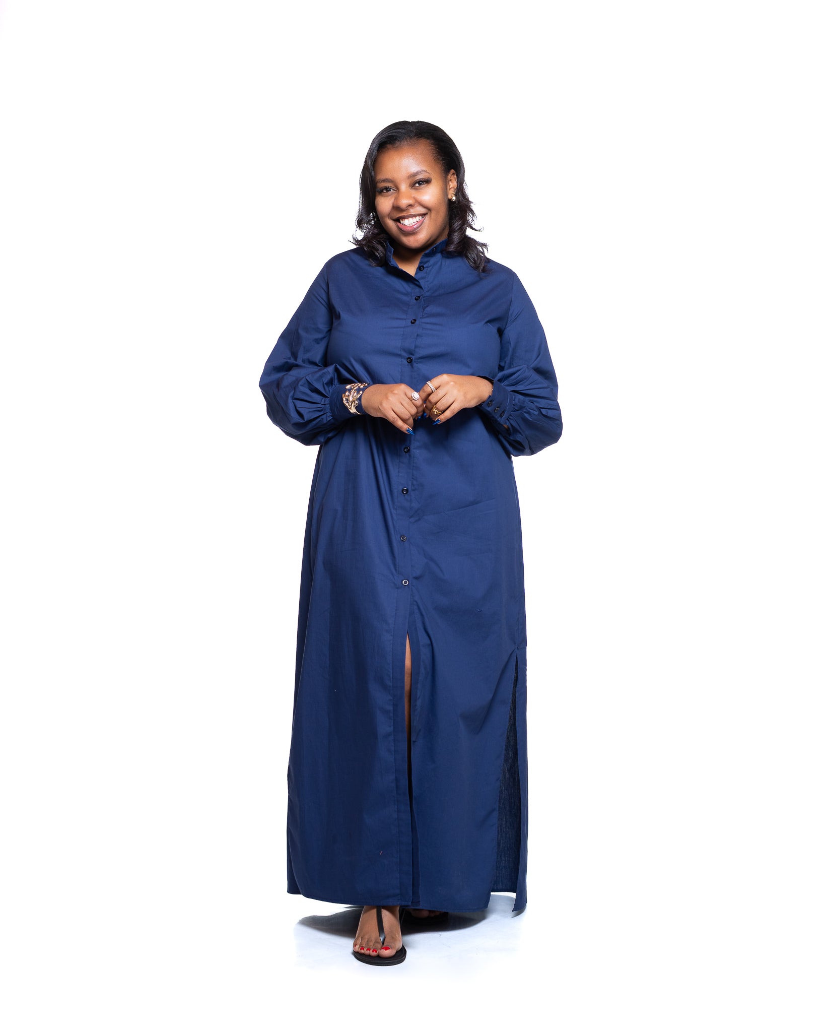 Pemba Maxi Shirt Dress In Navy